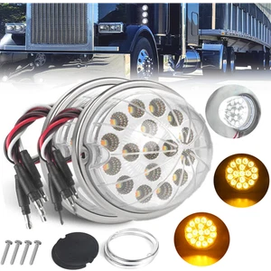 1Pair LED Watermelon Light Amber / White RV Truck Fender Side Marker Turn Brake - Foto 1 di 9