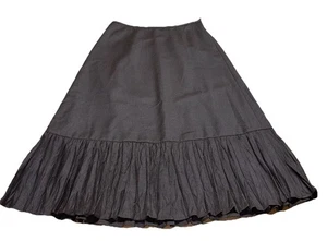 Gonna midi vintage Ann Taylor Loft marrone misto lana linea A con volant foderata donna 6 - Foto 1 di 7