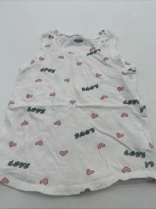 Old Navy Tank Top Youth Girl 4T Aop Hearts White ..#28025 - Picture 1 of 9