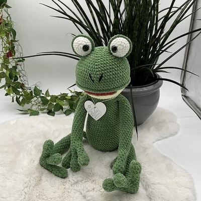 Häkeltier Kuscheltier Häkelarbeit Amigurumi gehäkelter Frosch - Bild 1 von 4