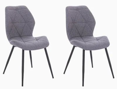 SVITA JAMIE 2er Set Esszimmerstuhl Polsterstuhl ohne Armlehnen Stoff Hellgrau - Bild 1 von 3