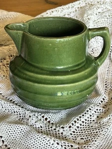 Early McCoy Vintage 1920's-30’s Green Pottery Buttermilk Pitcher-shield mark - Picture 1 of 13