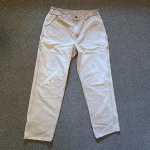 Carhartt Original Dungaree Fit Work Pants 36x34 Tan Duck Canvas Carpenter B11 - Picture 1 of 11