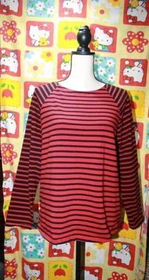 Izod Women's Large Stripe Blue Red Long Sleeve Top Pullover - Image 1 of 4