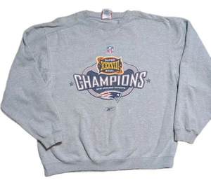 Sudadera Reebok NFL Patriots Super Bowl XXXVIII Champions Hombre’s L Gris De Colección - Imagen 1 de 17