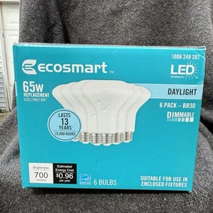 Ecosmart LED Light Bulbs 6 Pack Daylight 65w BR30 Dimmable New In Open Box - Picture 1 of 4