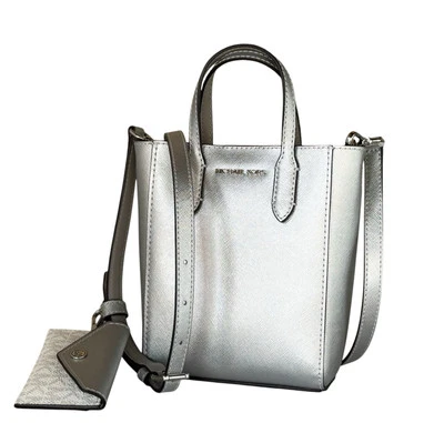 Michael Kors Vincent XS Satchel Shoulder Crossbody Bag + Card Case Silver - Image 1 of 4