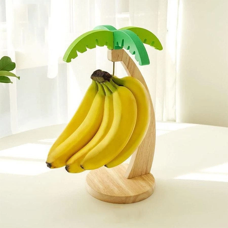 Wooden Banana Hook Rack—leaf Decor, Vertical Fruit Holder