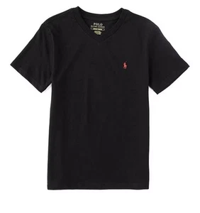 Neu mit Etikett Polo Ralph Lauren Jungen Baumwolljersey V-Ausschnitt T-Shirt schwarz L (14-16) - Bild 1 von 2