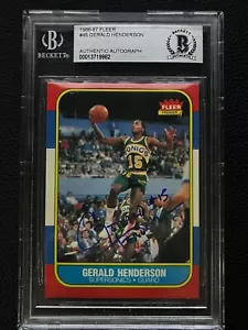 Autógrafo firmado Beckett BAS Gerald Henderson Supersonics 1986 Fleer #45 *82 - Imagen 1 de 2