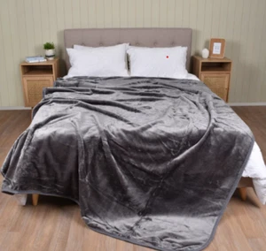 Mink Blanket Throw QB Charcoal by Casa Rosso 200 x 240 Cms - Picture 1 of 4