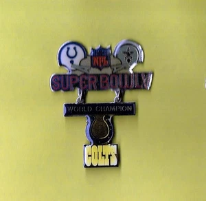 Baltimore Colts Super Bowl V 5 Champions Large Dangle Football Lapel Hat Pin - Picture 1 of 1