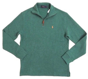 Polo Ralph Lauren Pony 1/4 Cremallera Cuero Francés Acanalado Cuello Simulado Suéter Pullover S - Imagen 1 de 9