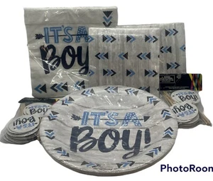 It's A Boy Babyparty Party Zubehör - Teller, Servietten & Cupcake Tops Menge 6 - Bild 1 von 7