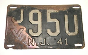1941 New Jersey License Plate Cream & Black JY95U - Picture 1 of 3