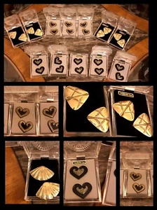 13 PENDIENTES VAN DORAN Diamante Polvo Oro Abanicos Corazones Años 70 De Colección NUEVO - Imagen 1 de 11