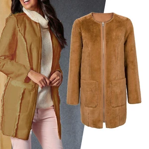 genial Gr.36 S Winterjacke Mantel Lammfell-Imitat Teddy JACKE CAMEL Cognac Jacke - Bild 1 von 10