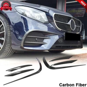 Carbon Fiber Front Bumper Splitter Canard Fins For Benz W213 E400 E43  17-19 - Picture 1 of 12