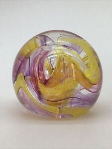 Prettiest  Caithness 'Moon Crystal' Pink, purple & yellow Art Glass Paperweight