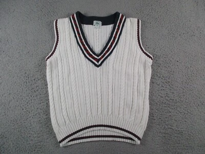 Chaleco Izod Lacoste Para Hombres Talla 8 Blanco Tejido con Cable Tenis Suéter De Colección Foto 1 de 4