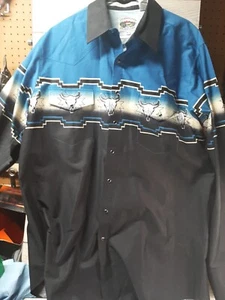 Vtge Cumberland Outfitters Western Aztec Wrap Around Pearl Snap Shirt Sz XLT - Picture 1 of 8