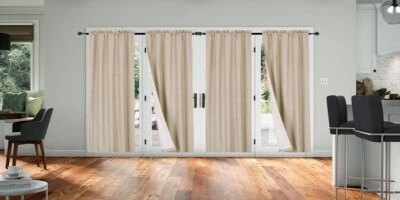 Versatile 4pc panels window curtain 100% privacy 65% blackout lined drapery R64 - Image 1 of 4