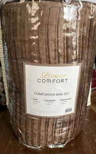 Premier Comfort Corduroy Plush Comforter Mini Set Brown Full/Queen - Picture 1 of 2
