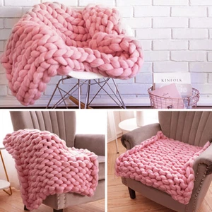 Large Chunky Cable Knit Throw Hand Woven Bulky Blanket Super Soft Chair Sofa Bed - Picture 1 of 10