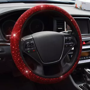 15''/38cm Red Bling Diamond Car Steering Wheel Cover Decor Accessories Women - Picture 1 of 12
