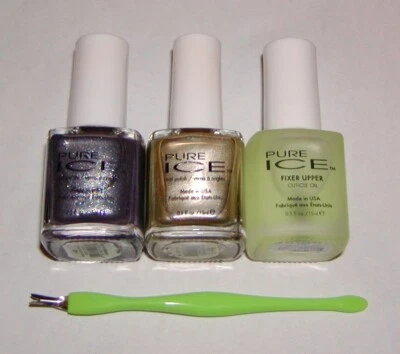 LOTE***3***HIELO PURO*CROMO SOBRE*IMPECABLE*ESMALTE DE UÑAS*FIJADOR*ACEITE PARA CUTÍCULAS++CORTADOR Foto 1 de 2