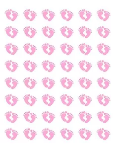 48 PINK BABY FEET FOOTPRINTS ENVELOPE SEALS LABELS STICKERS 1.2" ROUND - Picture 1 of 1