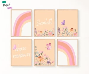 DIY Digital Print/ Wall Art For Girls Bedroom. Personalised Set of 6 prints - Picture 1 of 7