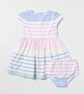 Polo Ralph Lauren Baby Girls Oxford Striped Dress w/Bloomer Set 18 Months