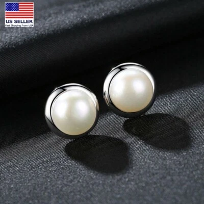 Pendientes de joyería de plata de ley 925 para mujer elegantes simples perlas naturales 0181 Foto 1 de 4
