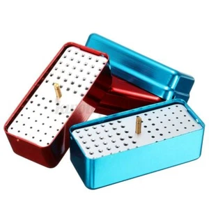 Scatola porta blocco diamantato dentale 72 fori blu/rosso custodia autoclave - Foto 1 di 13