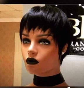 100% Human Hair Sexy Pixie Wigs For Black Women Short Pixie Cuts Wigs Short Hair - Picture 1 of 12