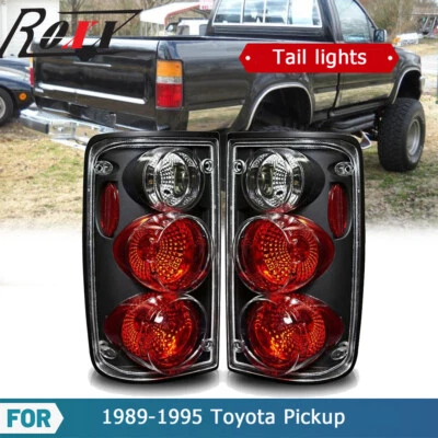 For 1989-1995 Toyota Pickup Tail Lights Black Clear Rear Brake Lamps Left+Right - Image 1 of 4