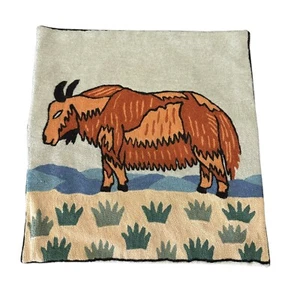 Embroidered Southwestern Bison Throw Pillow Cover 15 x 15 - Picture 1 of 7