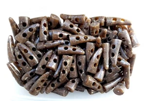 Toggles 42mm Brown Speckled Marbled Horn Tooth Toggle Buttons Craft (W231) - Picture 1 of 24
