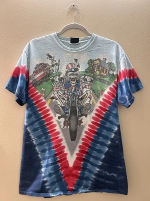 Liquid Blue Grateful Dead Head Crossing Shirt Mens Patriotic Biker Tie Dye 2011 - Image 1 of 4