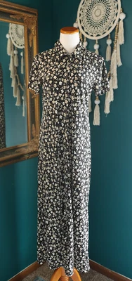 Vintage 90s Villager Floral Ditsy Button Down Maxi Dress Whimsigoth Cottagecore - Image 1 of 4