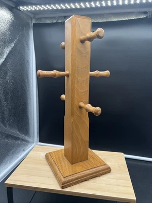 Taza de café de madera maciza marrón de colección soporte/estante para árbol, tiene capacidad para 6 tazas Foto 1 de 4