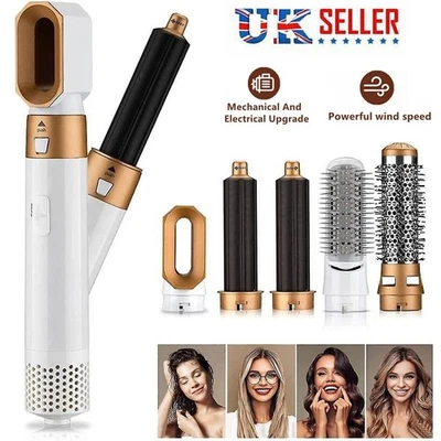 5 IN 1 Pro Air Wrap Blow Hair Styler Curler Straightener Hot Air Comb Brush NEW