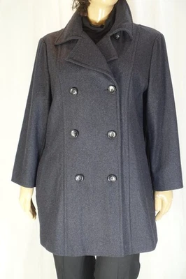 MUJER LIZ CLAIBORNE ~ ¡COMO NUEVA!!~CHAQUE MUJER MEZCLA LANA GRIS 3X DOBLE BOTONADURA Foto 1 de 4