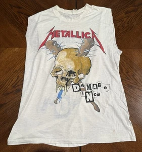 Vintage Metallica 1986 Damage Inc Tour Shirt Rare White Cut Off Sleeves 5050 - Picture 1 of 8