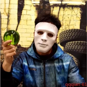 White Full-Face Mask Man Halloween Thickened Hip-Hop Masquerade Ball Handsome - Picture 1 of 13