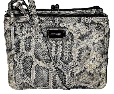 NINE WEST FAUX LEATHER PYTHON PRINT SNAP KISS ADJUSTABLE STRAP CROSSBODY BAG - Image 1 of 4
