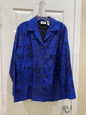 Preciosa Blusa Chaqueta Diseño Chicos Azul Seda Manga Larga Talla 0 Preciosa Foto 1 de 3