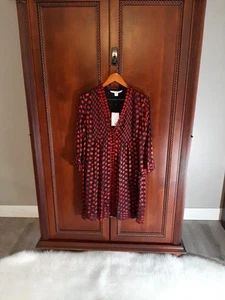 NWT DIANE von FURSTENBERG Women's Size 6 Silk Layla Dress Red Black Polka Dot - Picture 1 of 16