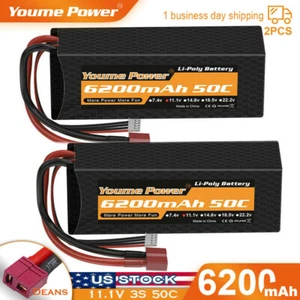 2pcs 11.1V 6200mAh 3S LiPo Battery Hardcase 50C Deans for Rc Car Truck Boat - Picture 1 of 6